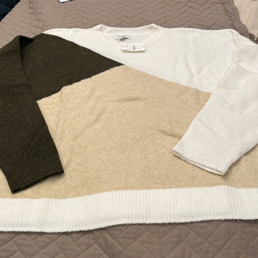 J. Crew Colorblock Mockneck Sweater in extra-soft yarn/NWT/XXL - Picture 3 of 11